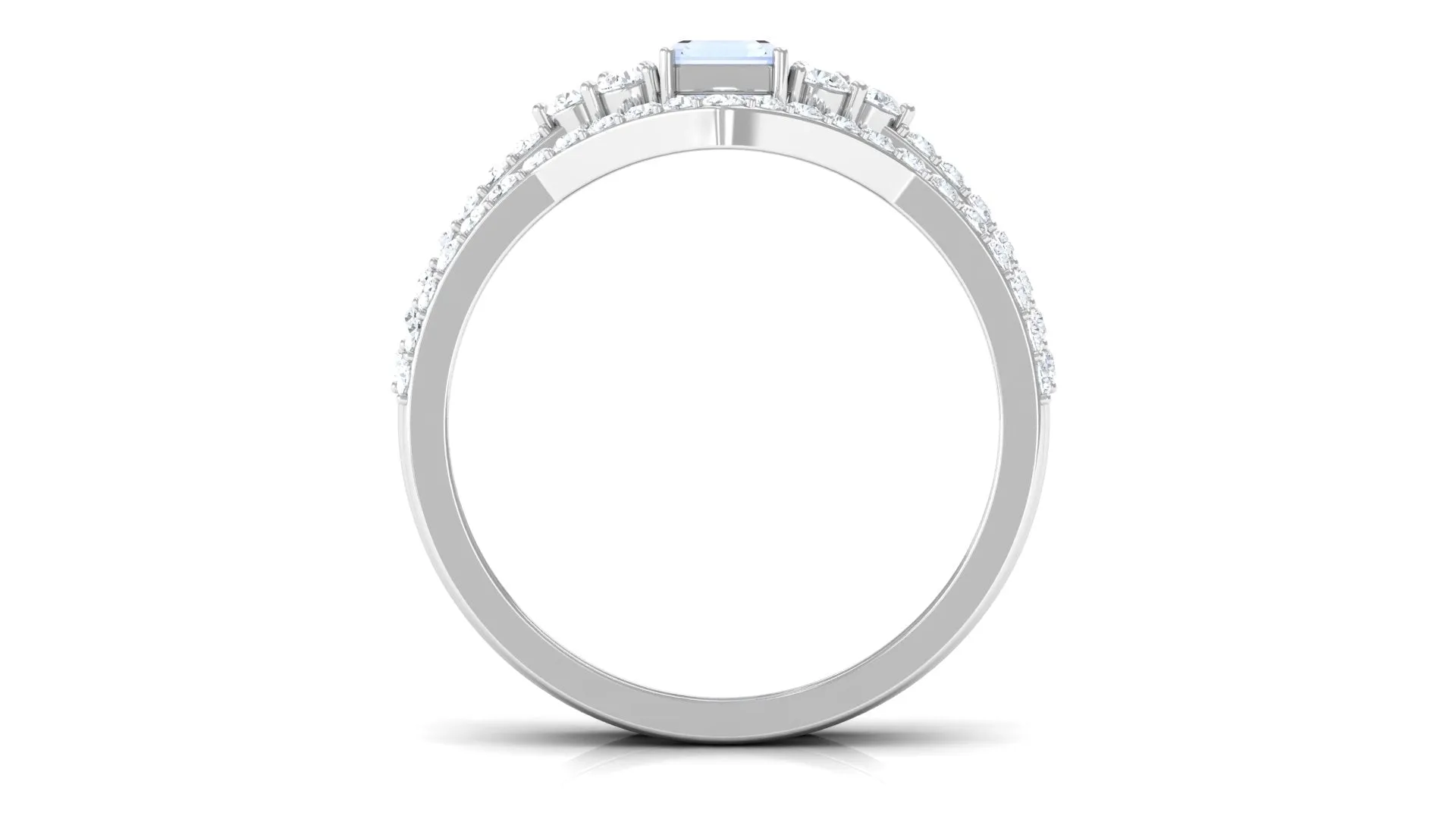Natural Moonstone Stackable Ring Set with Diamond
