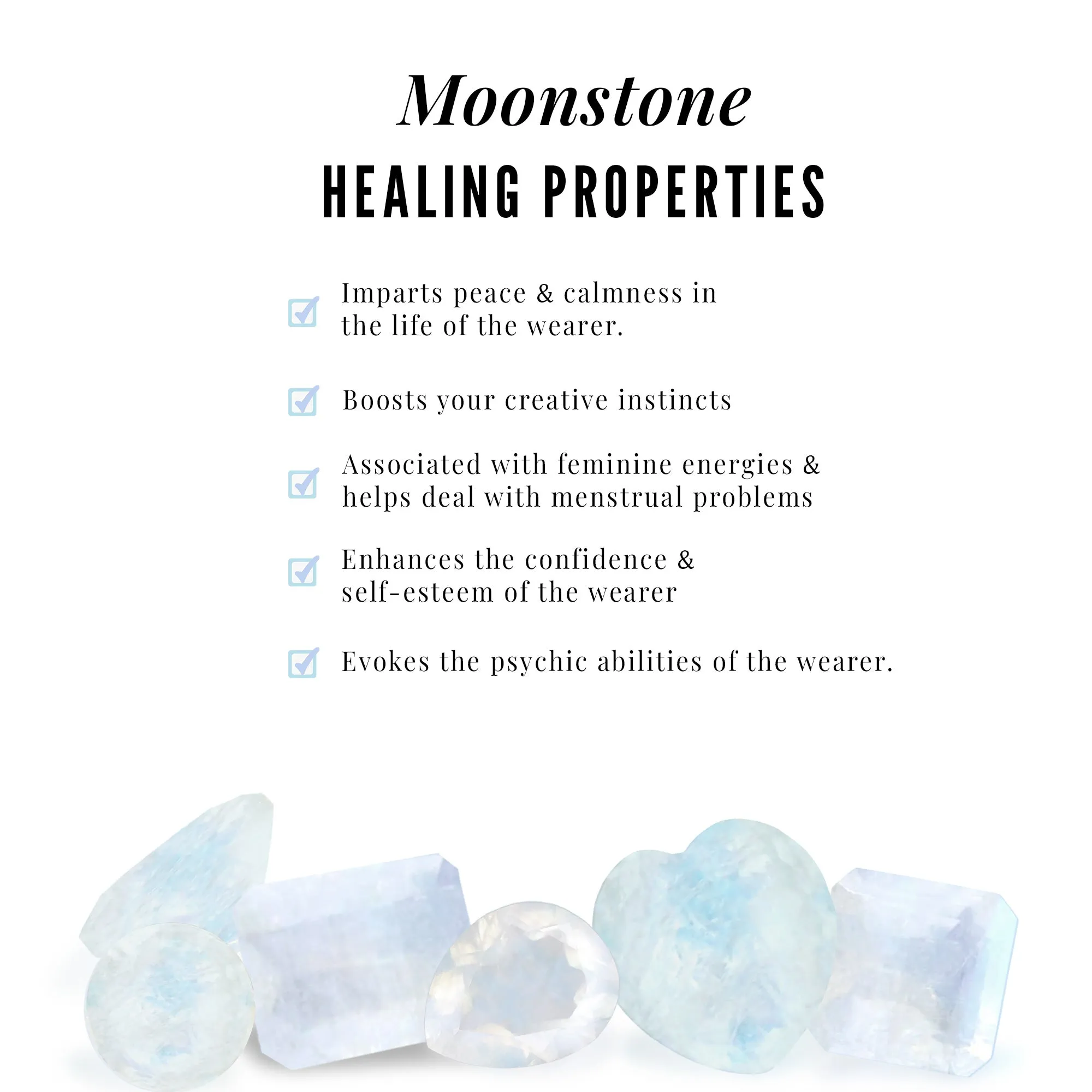 Natural Moonstone Stackable Ring Set with Diamond