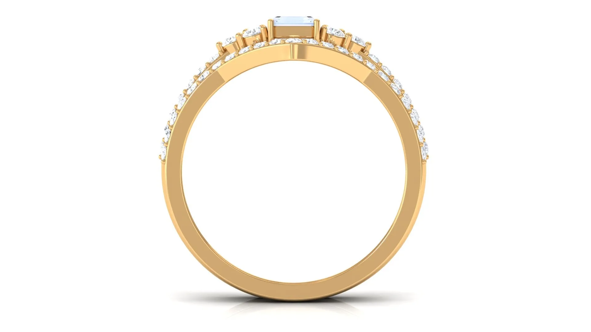 Natural Moonstone Stackable Ring Set with Diamond