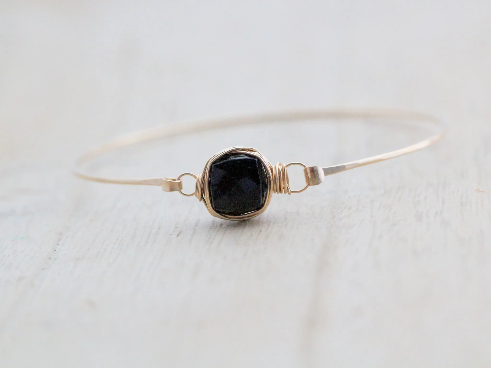 Onyx Bezel Wrapped Bracelet - Black