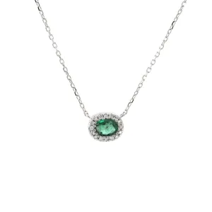 Oval Emerald Diamond Necklace