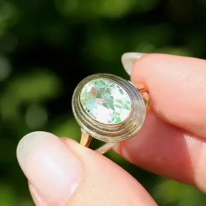 Oval Fancy Cut Uranium Glass Ring, 14ct Yellow Gold, size O1/2 or 7.5