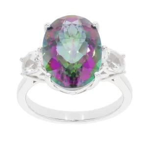 Oval Mystic Topaz Sterling Silver Ring with Accent