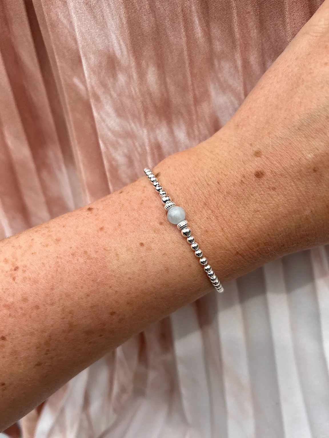 Penny Aqua Marine Bead Bracelet