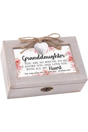 Petite Distressed Music Box with Locket Granddaughter- GPLPNTHOUGD