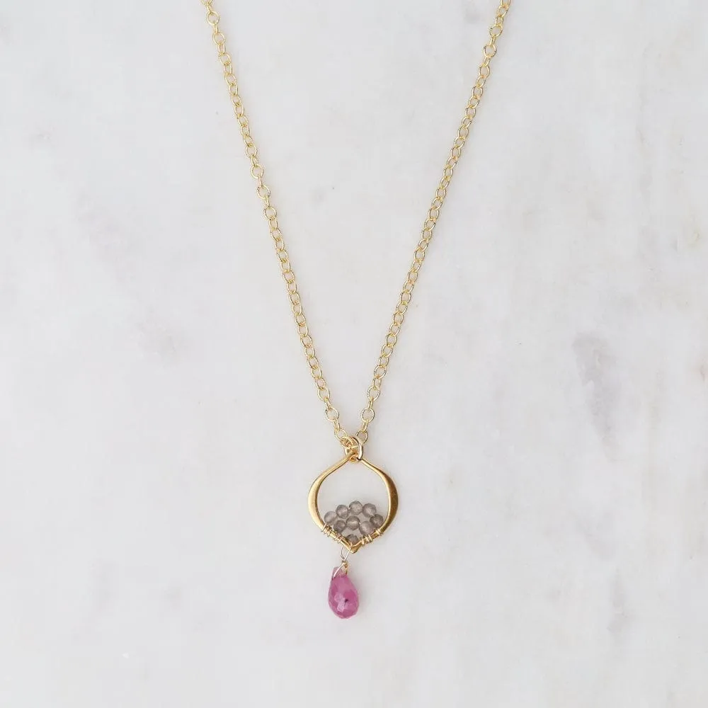 Pink Sapphire Tiny Arabrsque Necklace