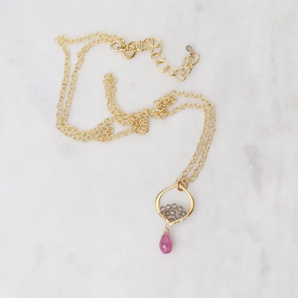Pink Sapphire Tiny Arabrsque Necklace