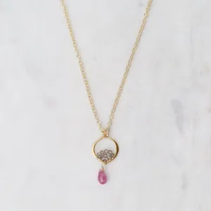 Pink Sapphire Tiny Arabrsque Necklace