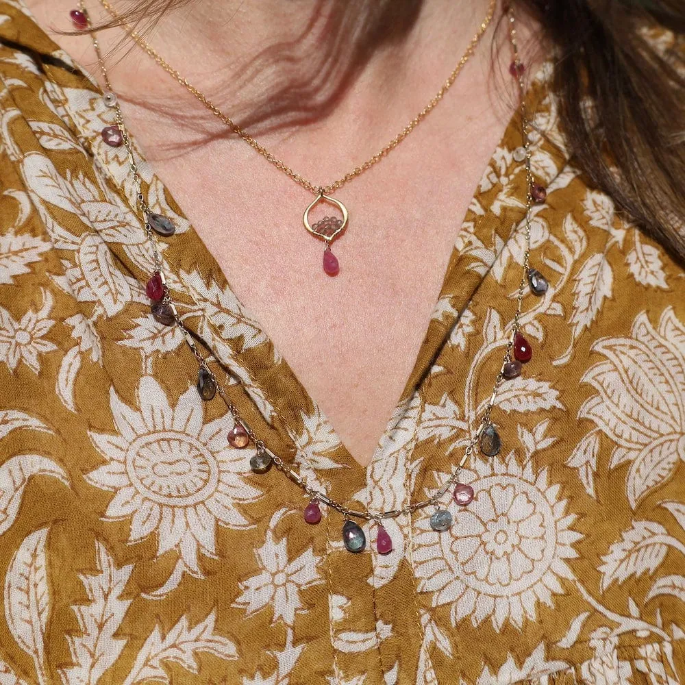 Pink Sapphire Tiny Arabrsque Necklace
