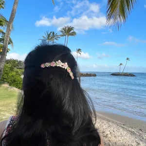 Pink Sparkly Flower Hair Comb