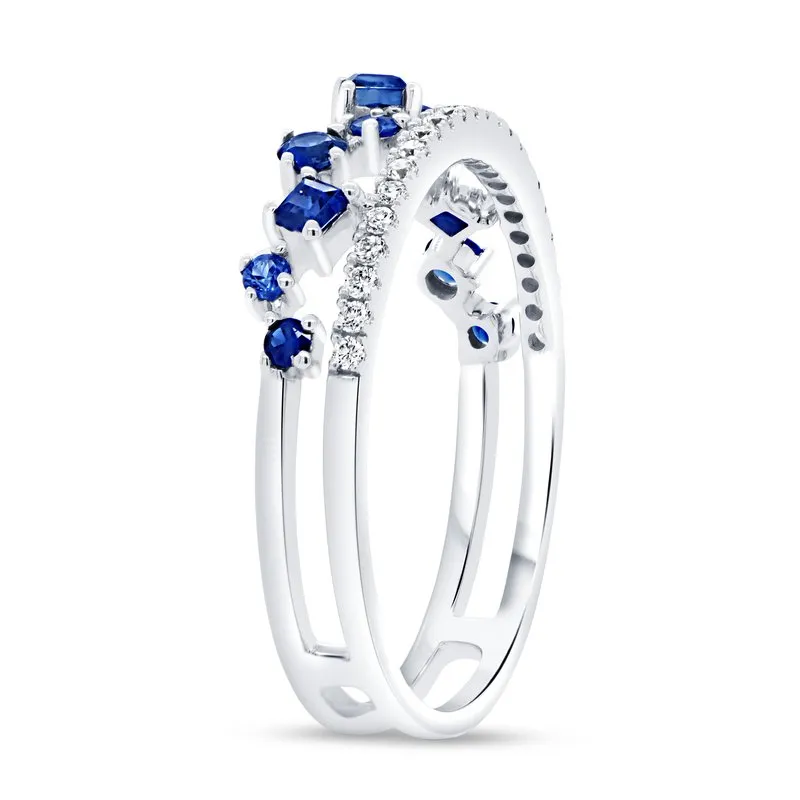 Precious Collection Round Blue Sapphire Fashion Ring