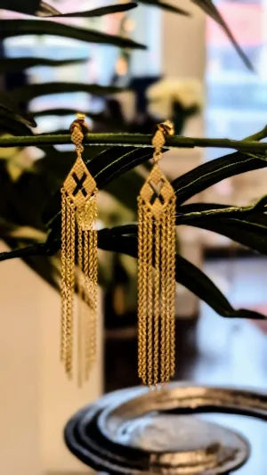 "X" 18K plated Fringe Earrings