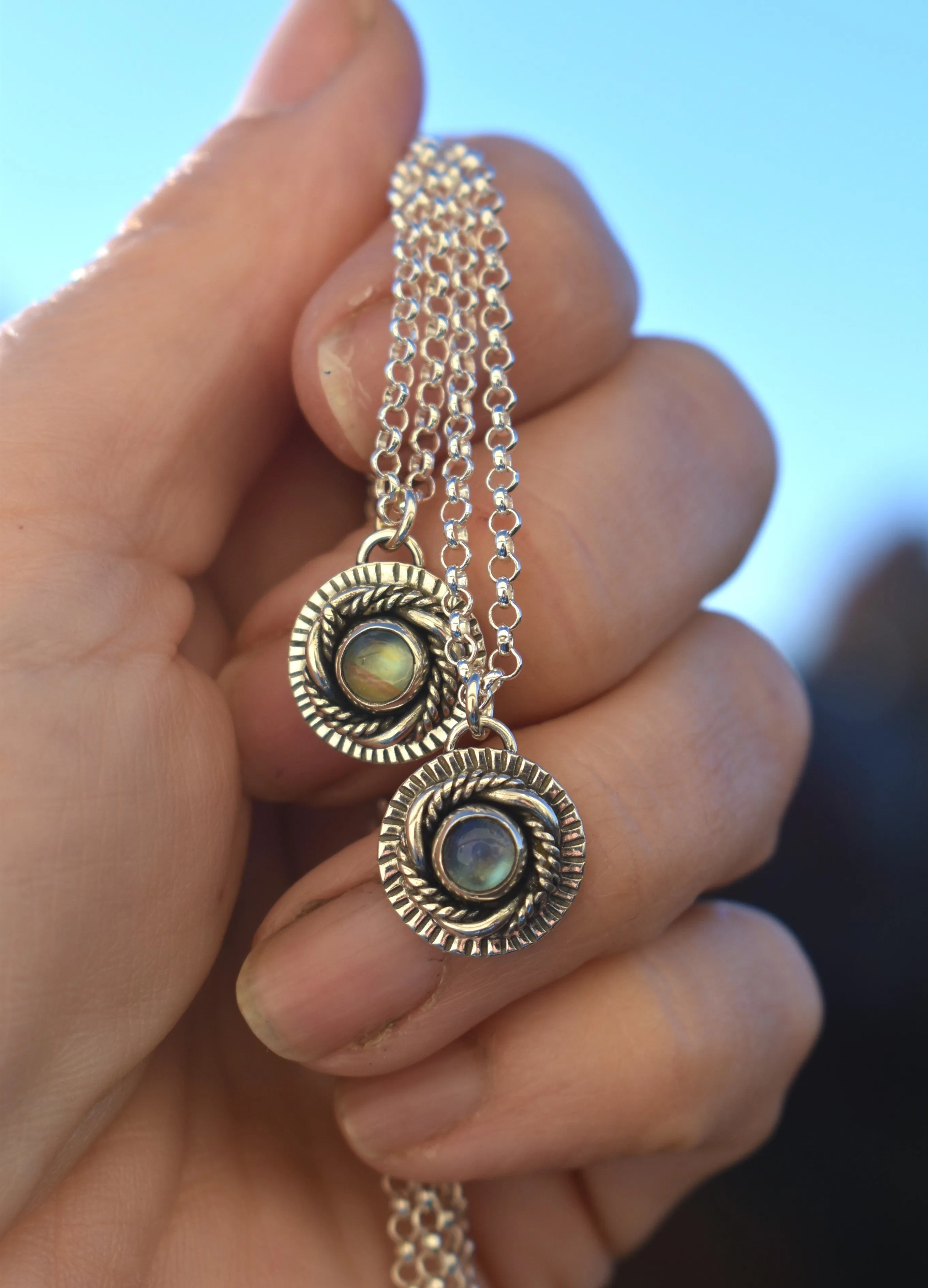 Rainbow Moonstone Medallion Necklaces
