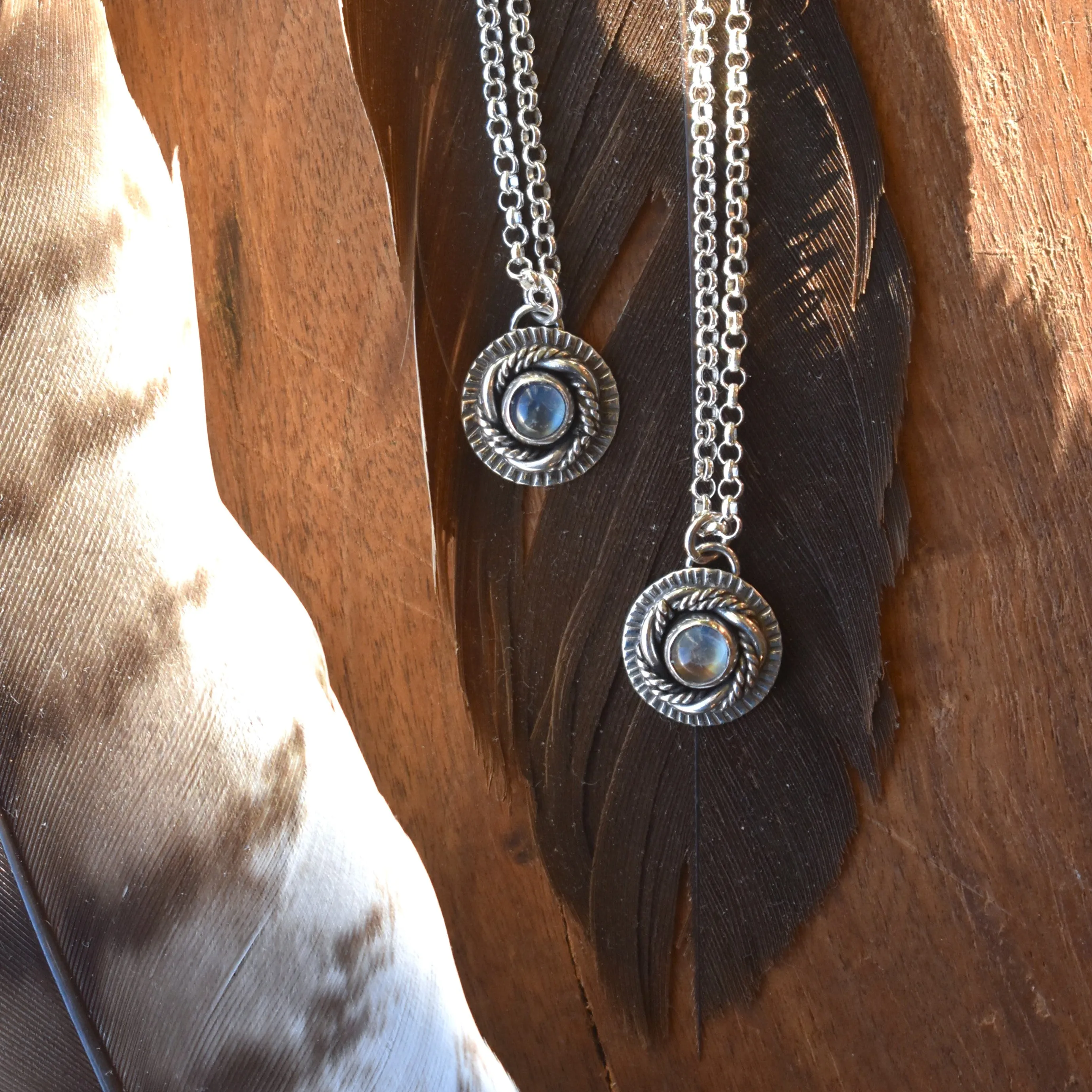 Rainbow Moonstone Medallion Necklaces