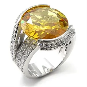 Rhodium 925 Sterling Silver Ring with AAA Grade CZ in Topaz for Women Style 7X288