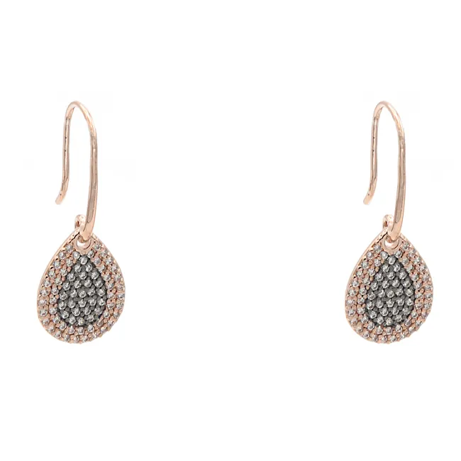 Rose Gold CZ Pave Teardrop Earrings