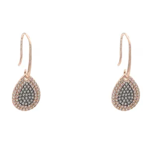 Rose Gold CZ Pave Teardrop Earrings