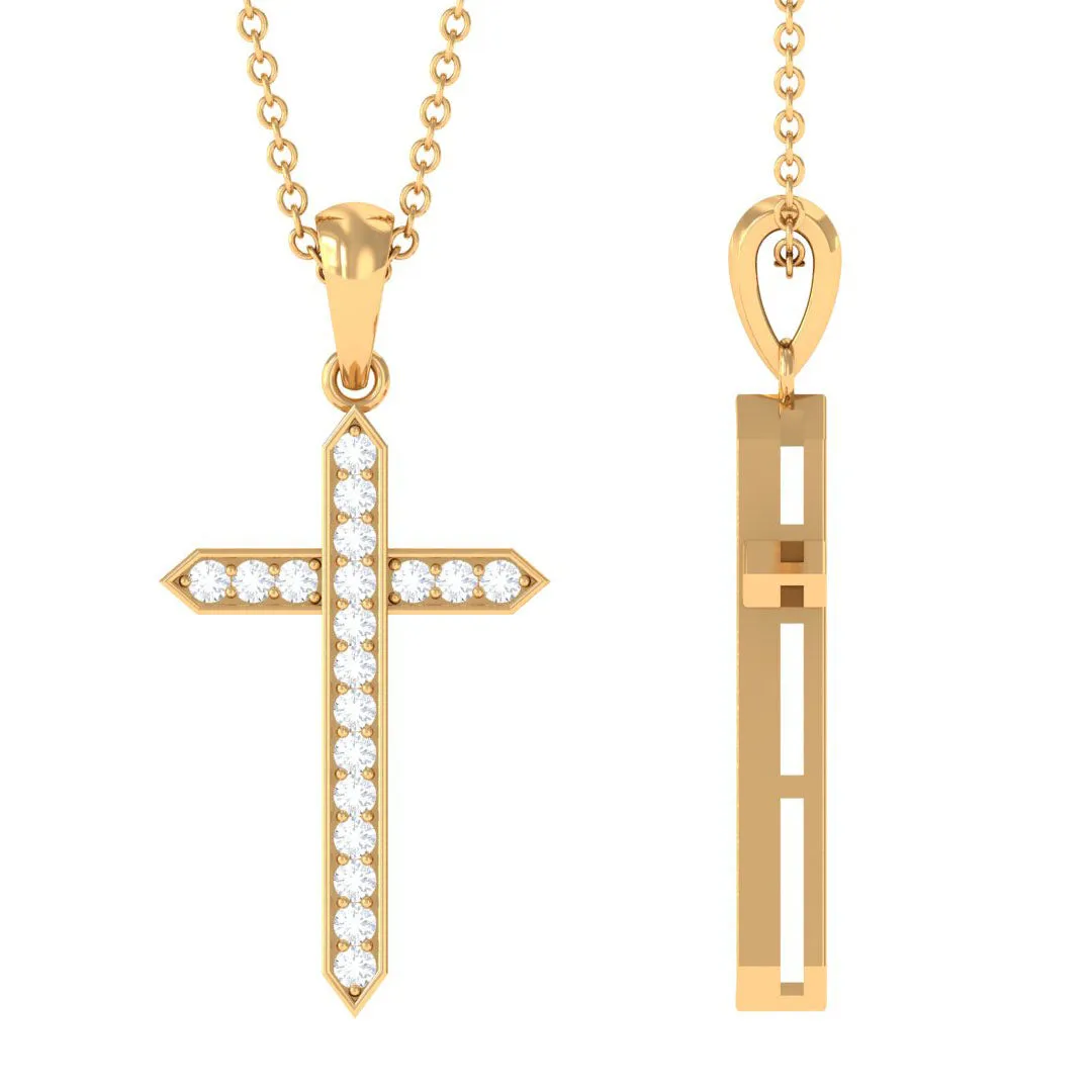 Round Moissanite Cross Pendant Necklace
