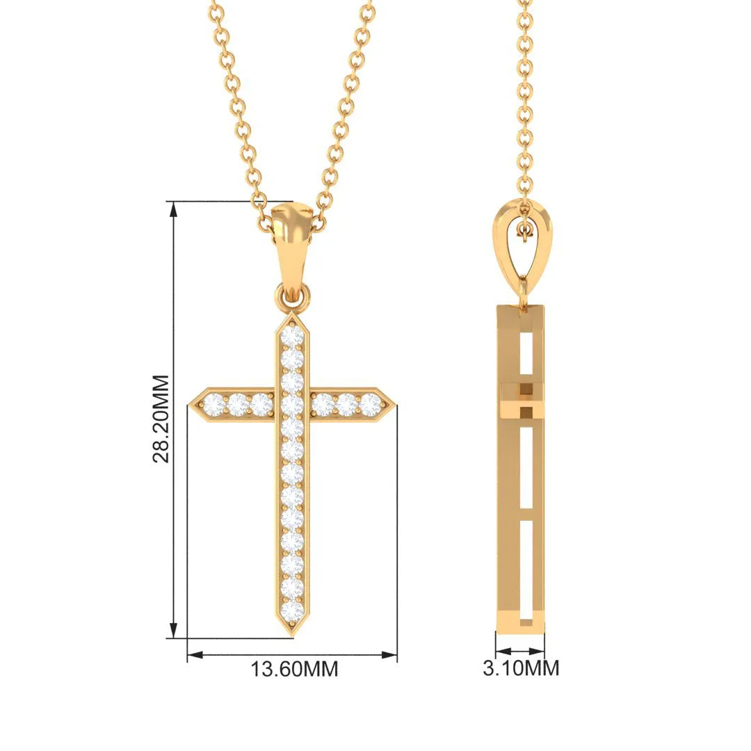 Round Moissanite Cross Pendant Necklace