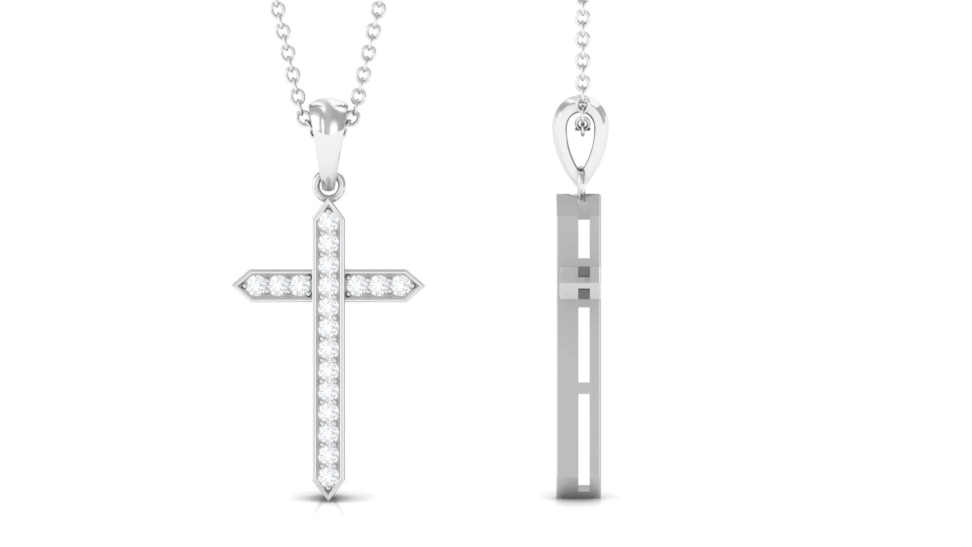 Round Moissanite Cross Pendant Necklace
