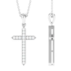 Round Moissanite Cross Pendant Necklace
