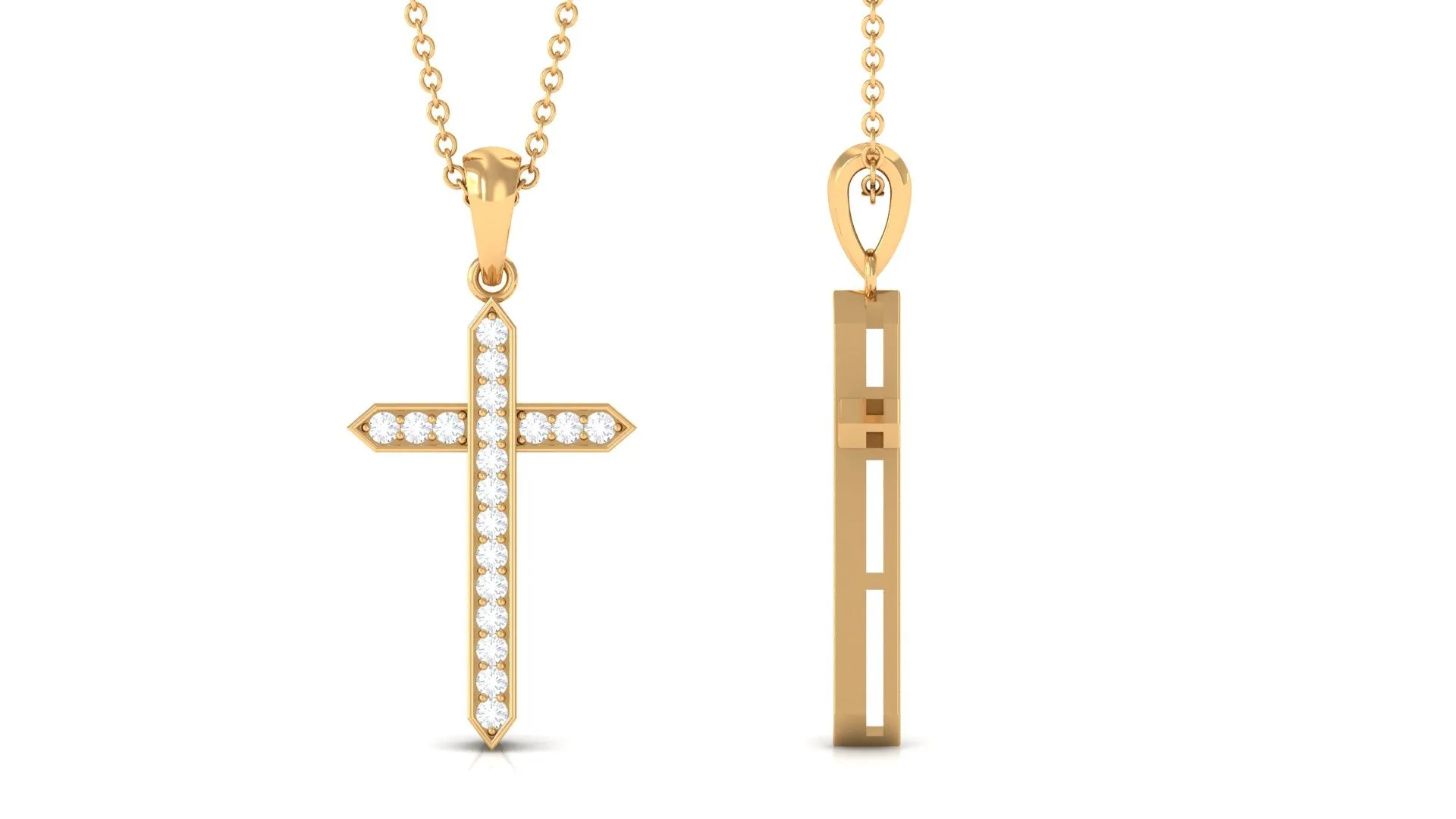 Round Moissanite Cross Pendant Necklace