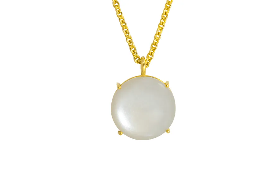 ROUND MOONSTONE PENDANT 18K YELLOW GOLD