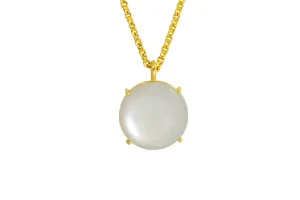 ROUND MOONSTONE PENDANT 18K YELLOW GOLD