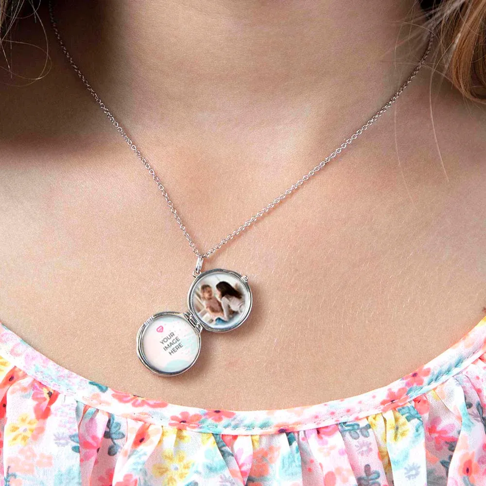 Round Photo Locket Necklace
