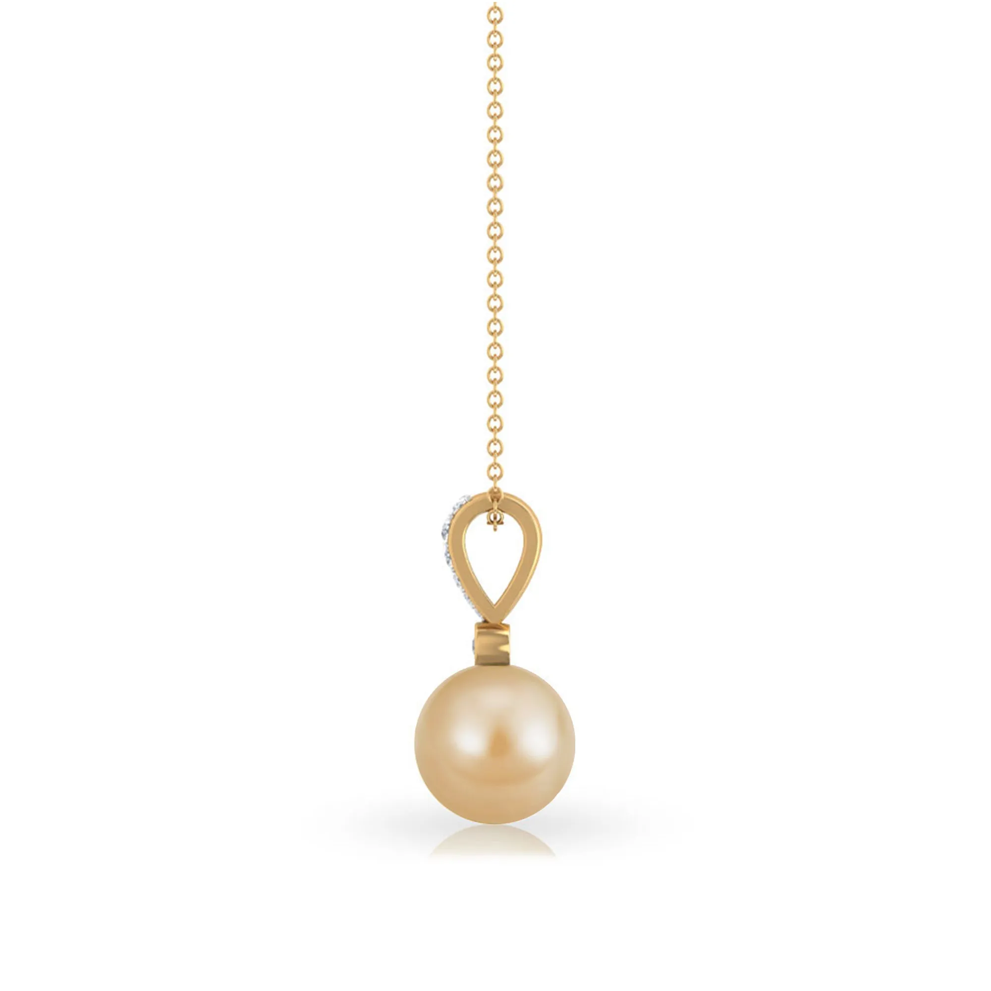 Round South Sea Pearl Drop Pendant with Diamond Accent Bail