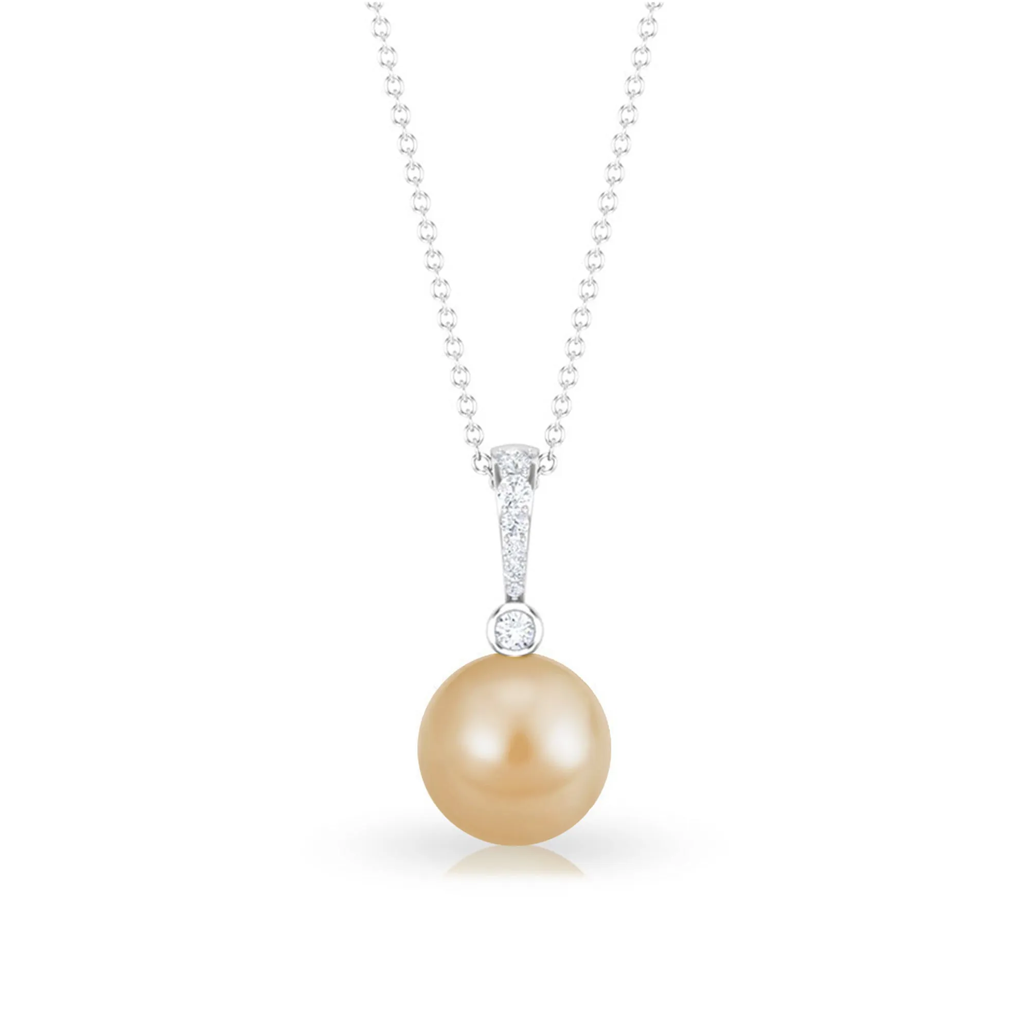 Round South Sea Pearl Drop Pendant with Diamond Accent Bail