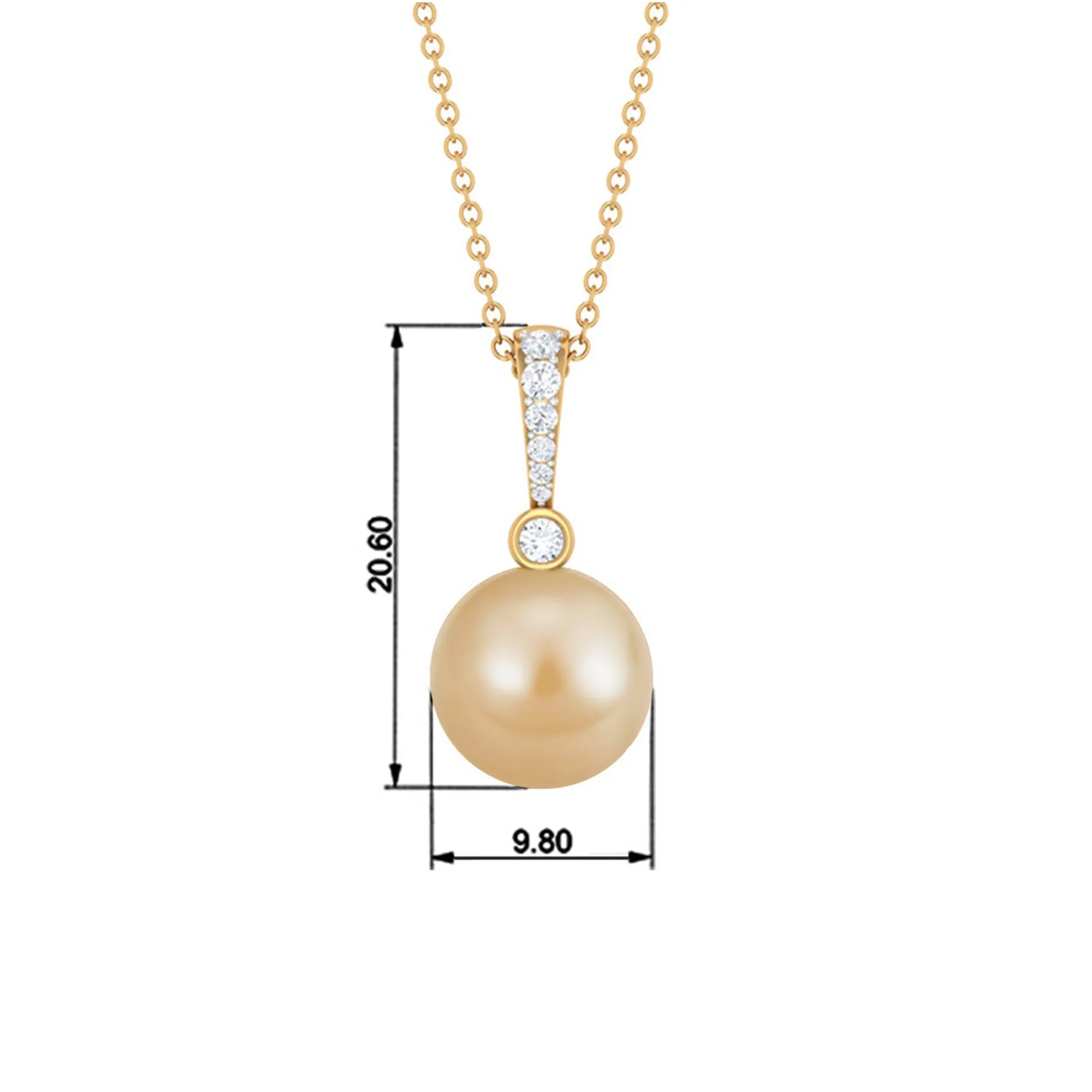Round South Sea Pearl Drop Pendant with Diamond Accent Bail