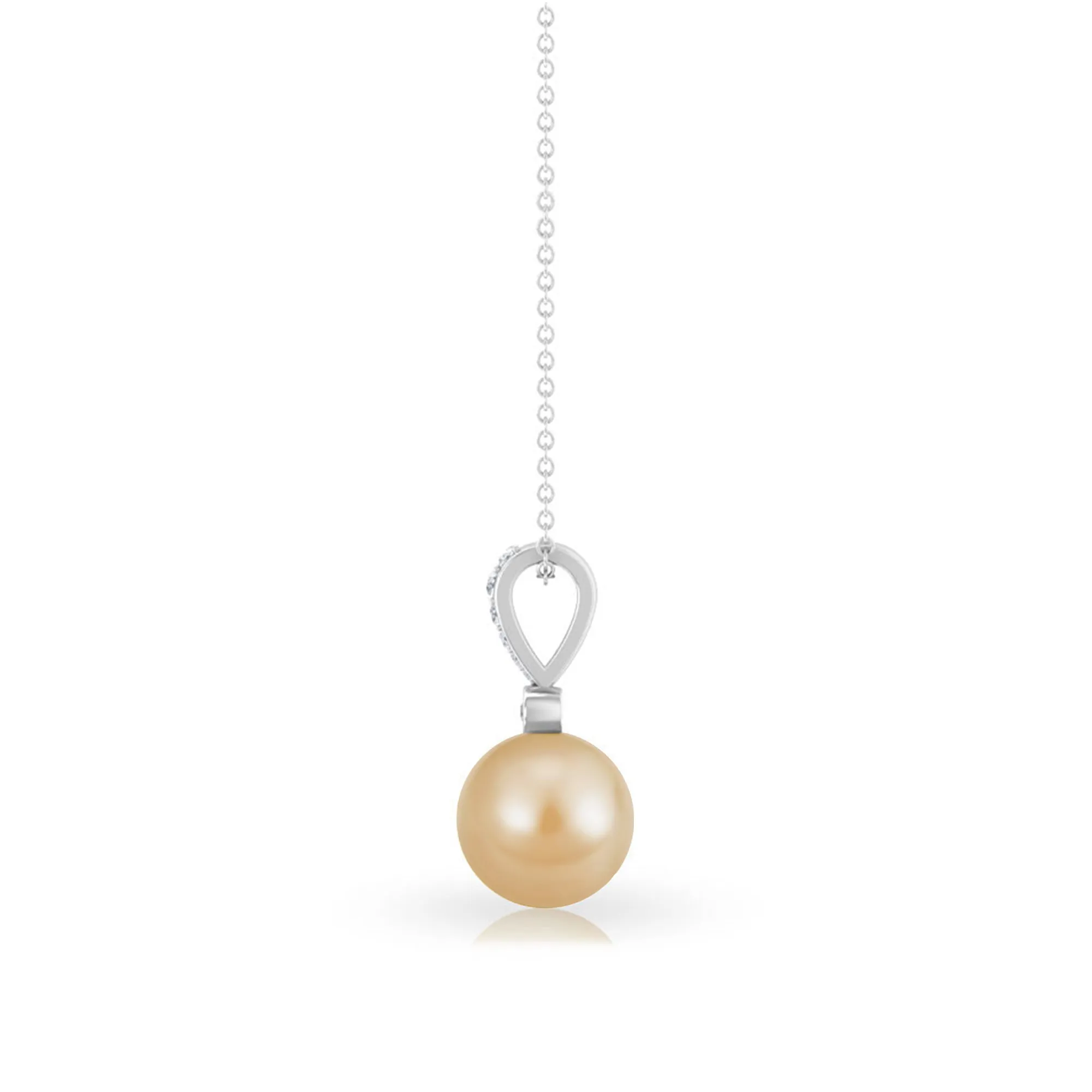 Round South Sea Pearl Drop Pendant with Diamond Accent Bail