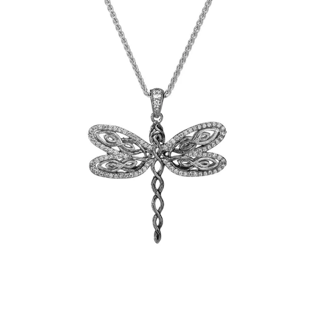 Silver Dragonfly Pendant- Cubic Zirconia