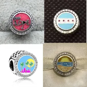 Silver Florida Beach Sunset Palm Charm for Women Jewelry