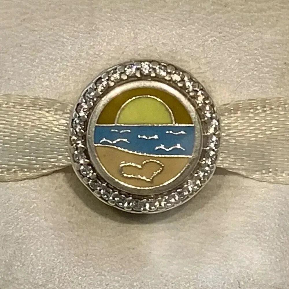 Silver Florida Beach Sunset Palm Charm for Women Jewelry