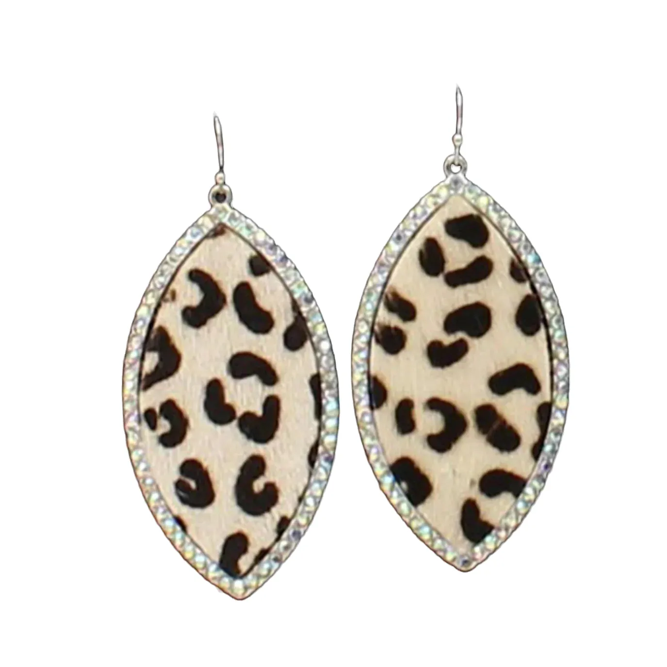 Silver Strike Crystal Cheetah Teardrop Earrings