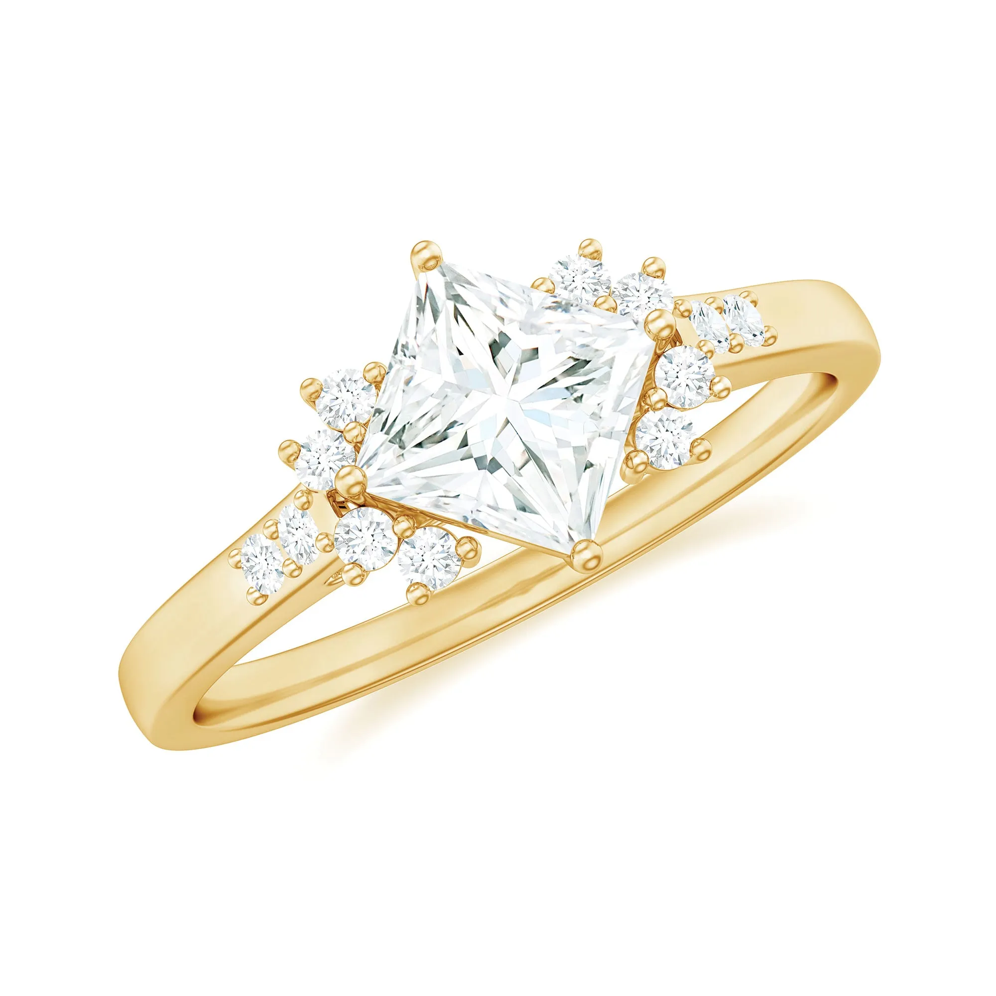 Simple Princess Cut Zircon Solitaire Promise Ring in Gold
