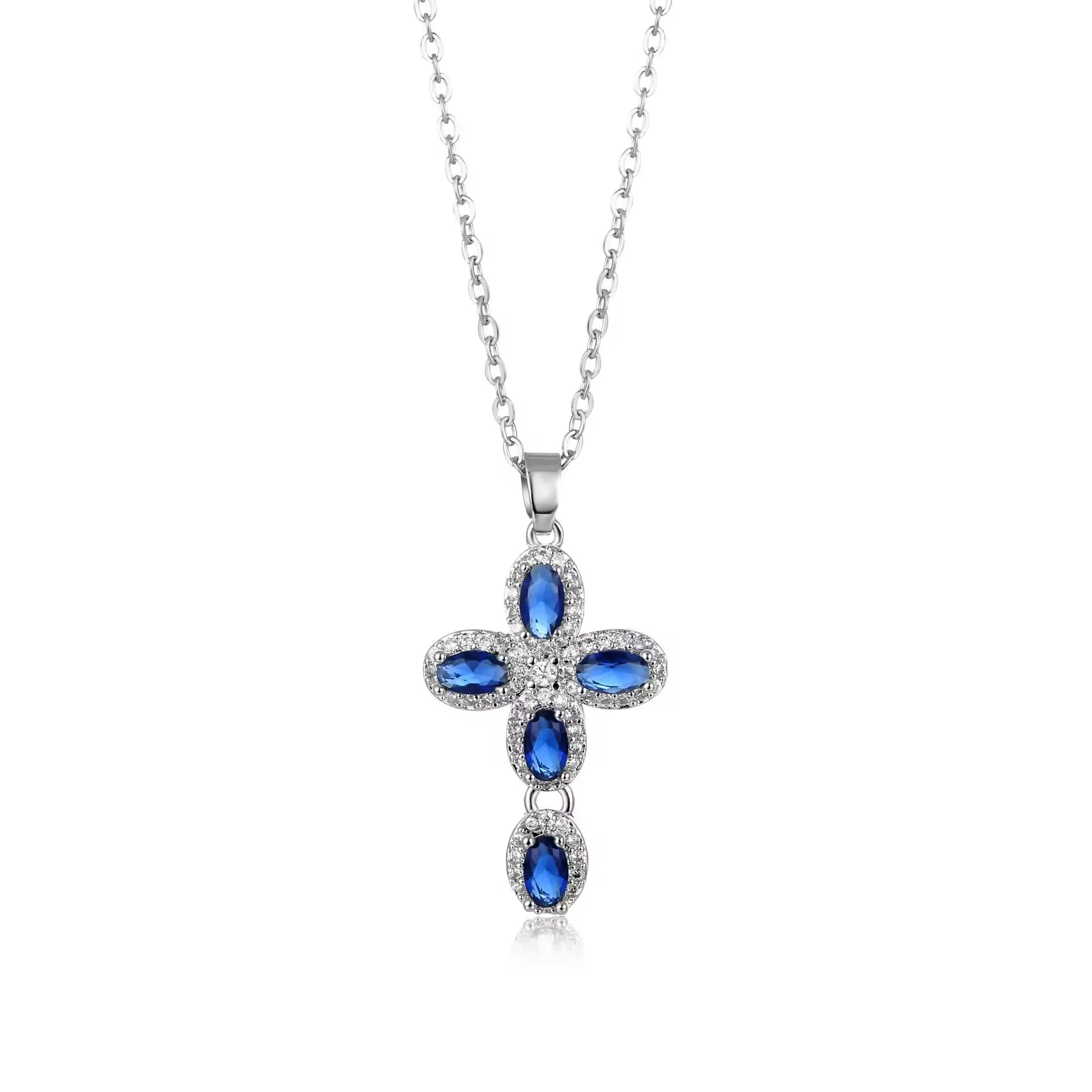 SISSLIA Pink Cross Necklace Y2K Purple Zircon Punk Pendant Necklace Grunge Cross Necklace For Women Jewelry Accessories