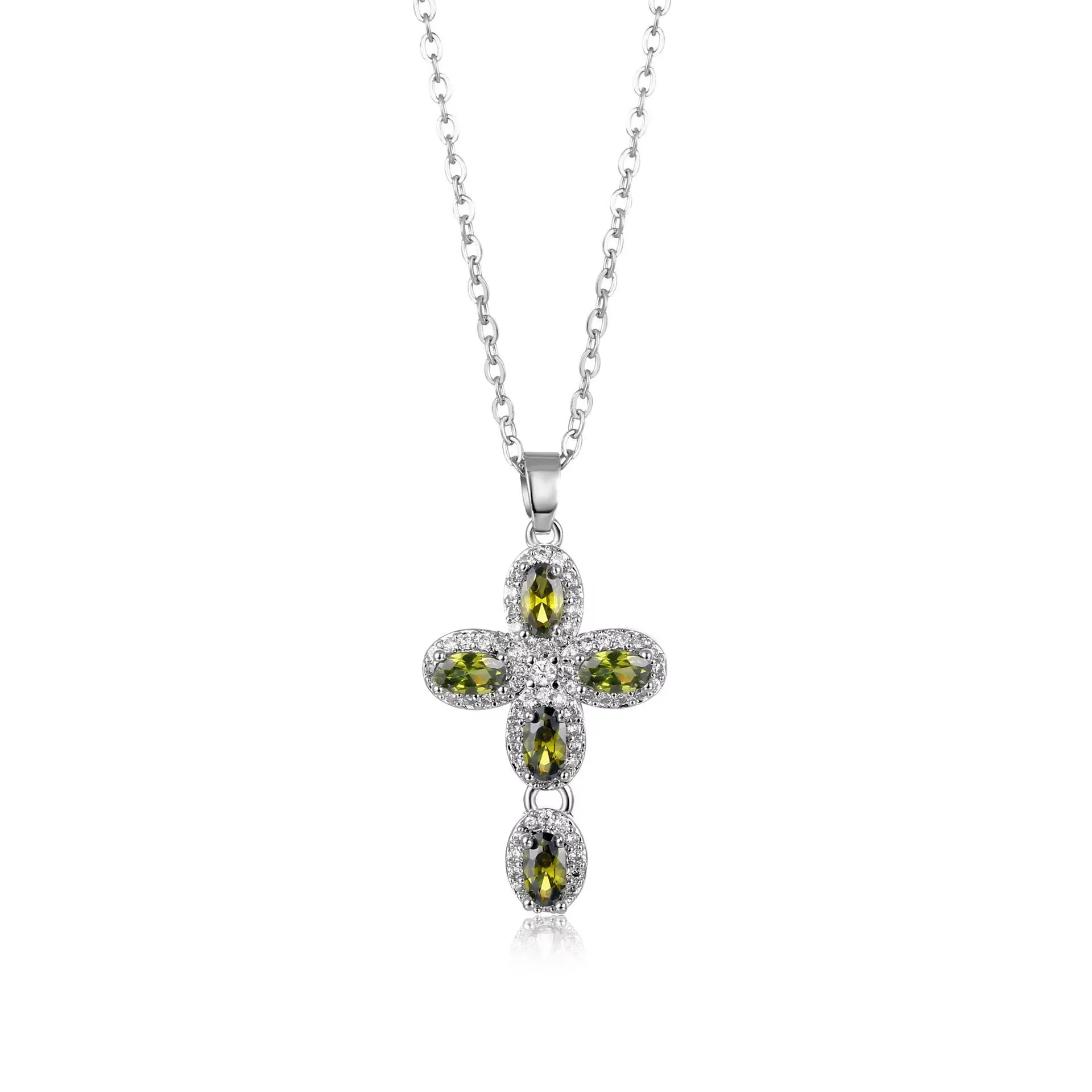 SISSLIA Pink Cross Necklace Y2K Purple Zircon Punk Pendant Necklace Grunge Cross Necklace For Women Jewelry Accessories