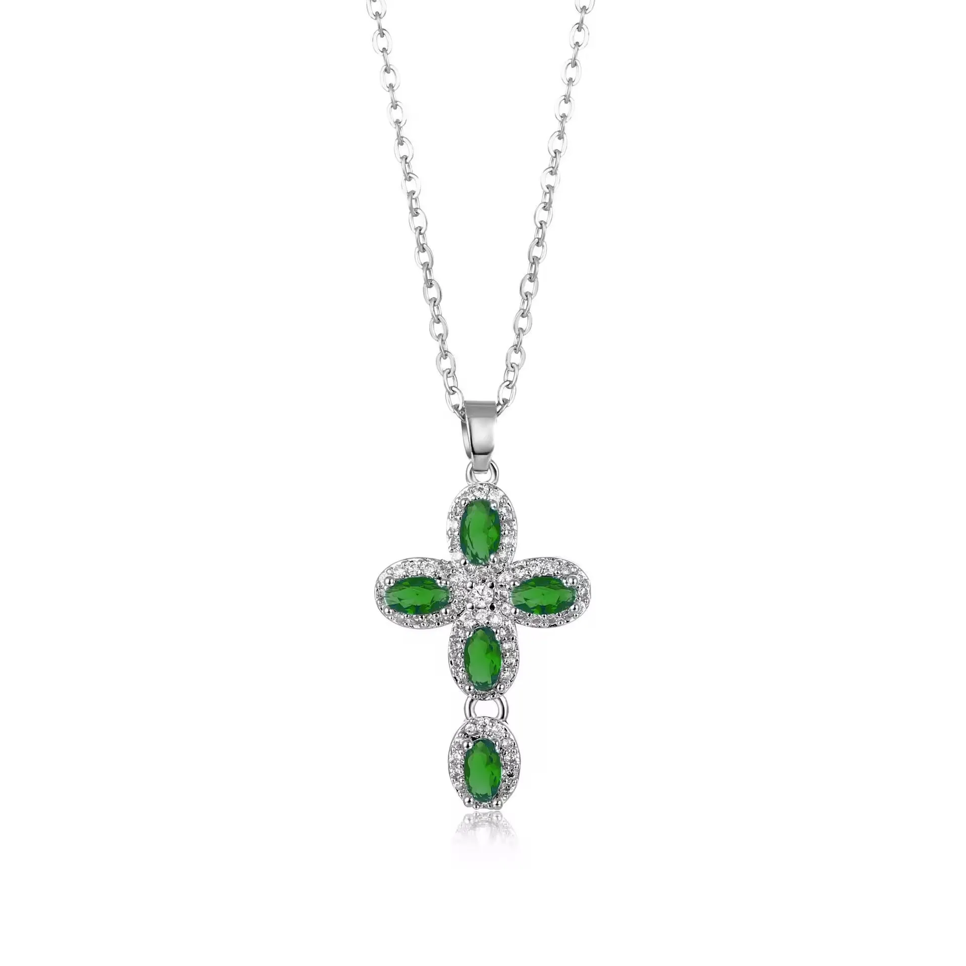 SISSLIA Pink Cross Necklace Y2K Purple Zircon Punk Pendant Necklace Grunge Cross Necklace For Women Jewelry Accessories