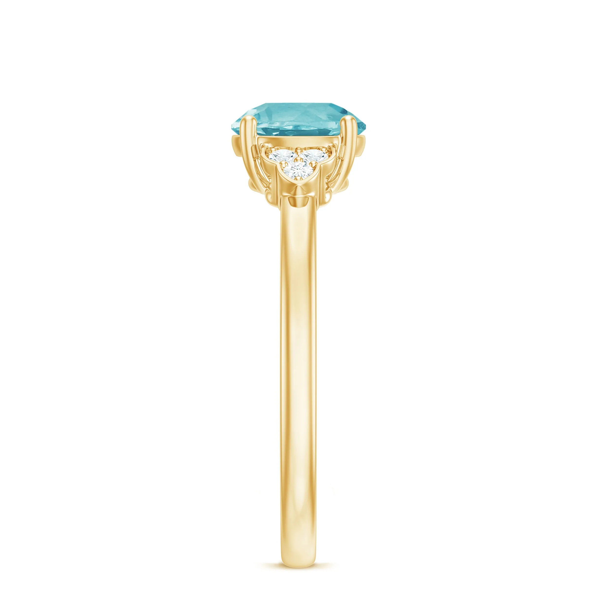 Sky Blue Topaz Solitaire Engagement Ring with Diamond Trio