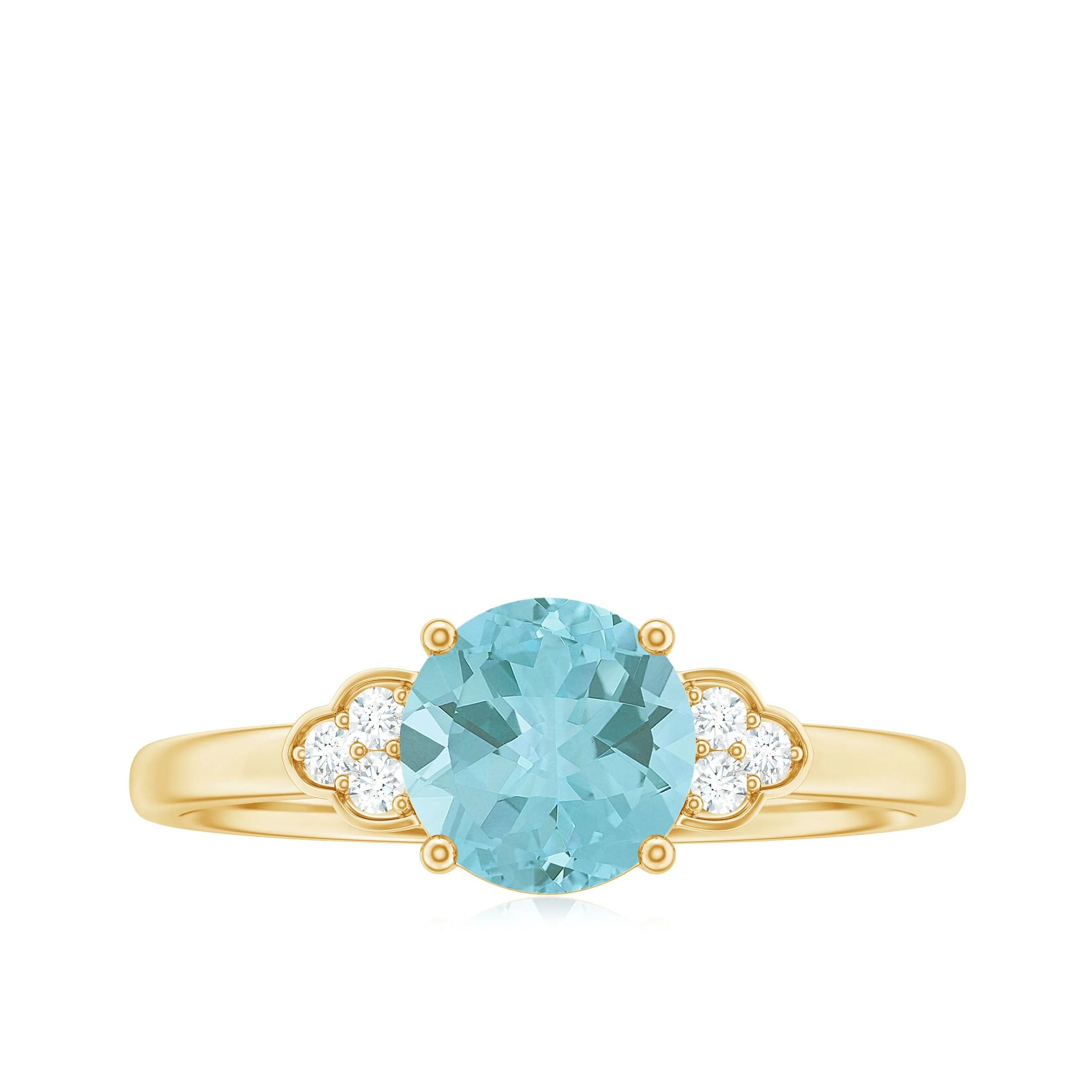 Sky Blue Topaz Solitaire Engagement Ring with Diamond Trio