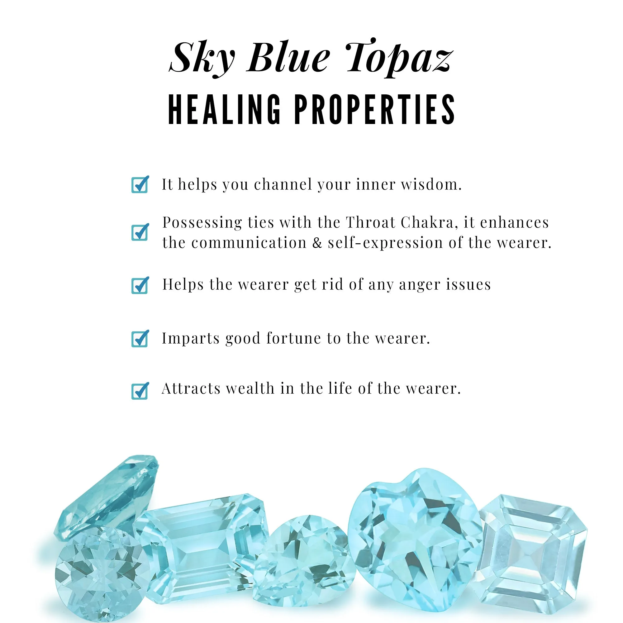 Sky Blue Topaz Solitaire Engagement Ring with Diamond Trio