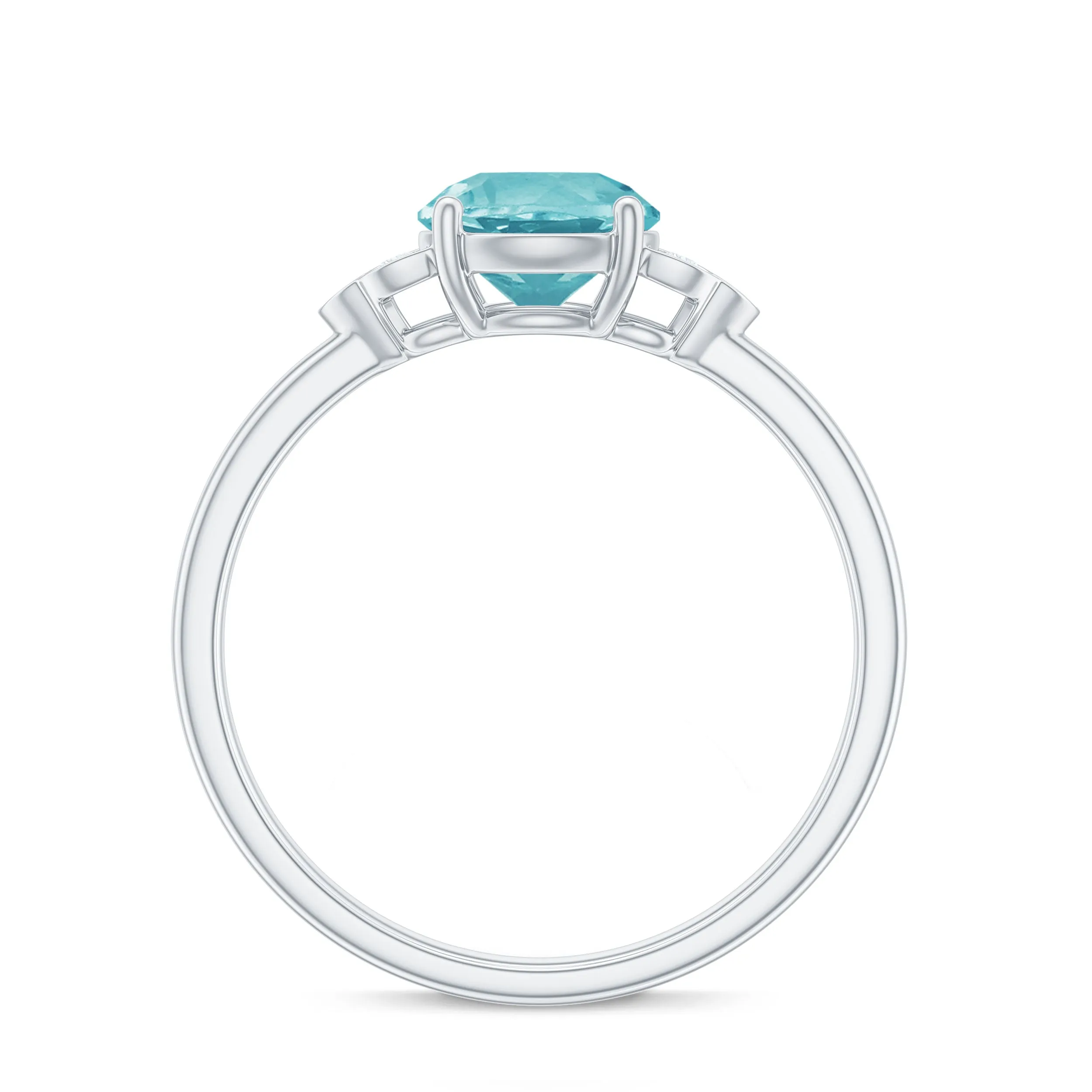 Sky Blue Topaz Solitaire Engagement Ring with Diamond Trio