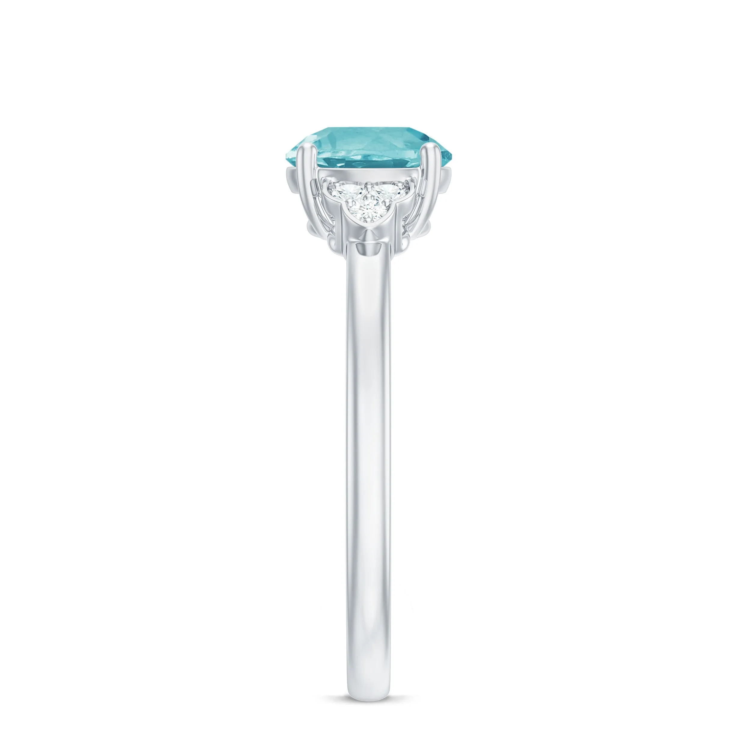 Sky Blue Topaz Solitaire Engagement Ring with Diamond Trio