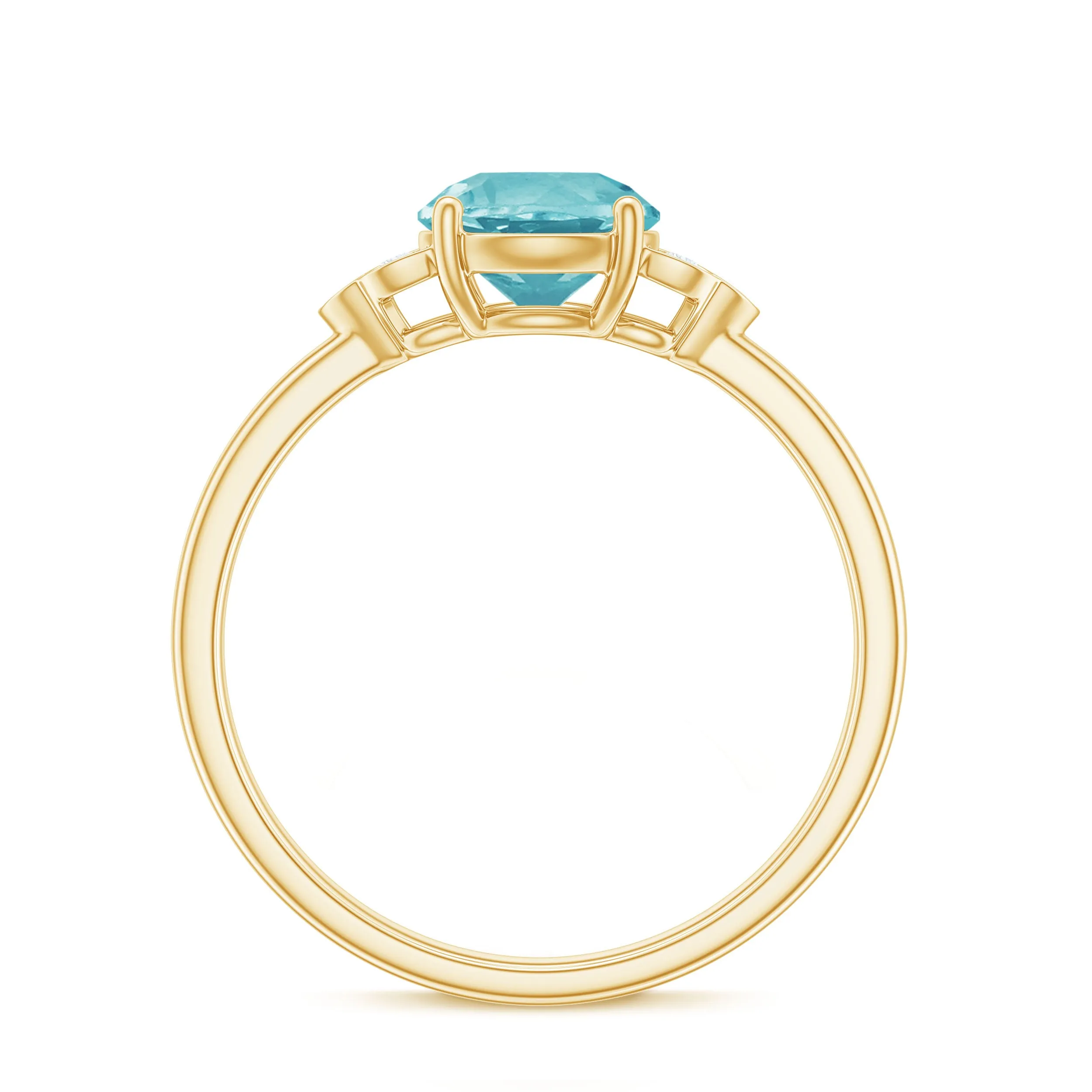 Sky Blue Topaz Solitaire Engagement Ring with Diamond Trio