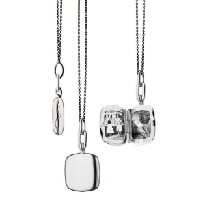 Slim Cushion Viv Locket on Black Steel Chain