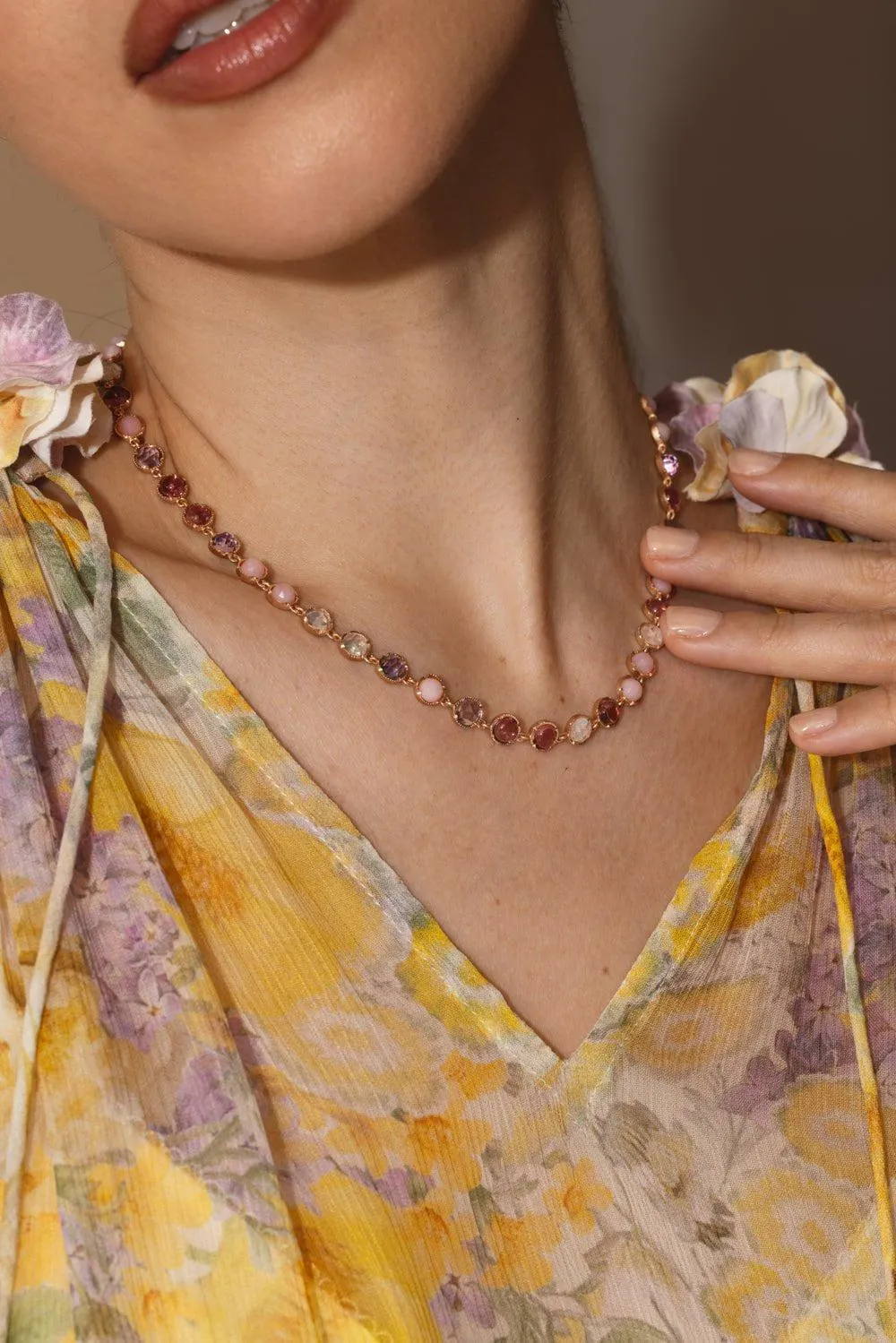 Small Classic Link Tourmaline Opal Necklace