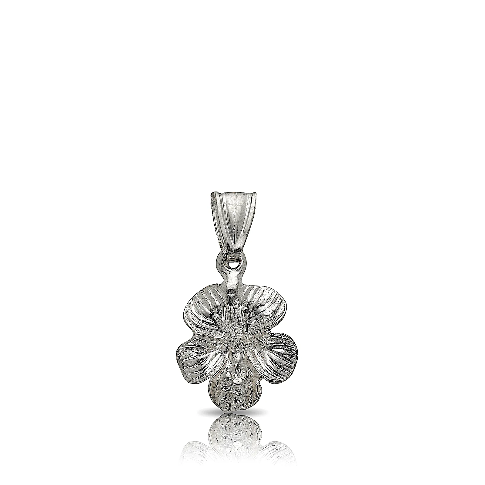 Small Hibiscus Flower Pendant Necklace .925 Sterling Silver